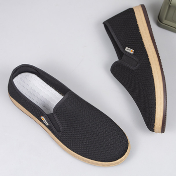 Pantofi bărbați din material textil, stil Beijing, fără șireturi, suprafață din plasă, pentru primăvară-vară-toamnă