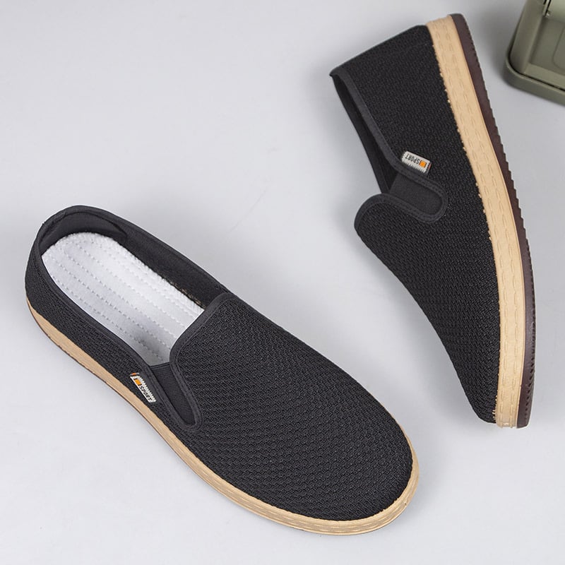 Pantofi bărbați din material textil, stil Beijing, fără șireturi, suprafață din plasă, pentru primăvară-vară-toamnă