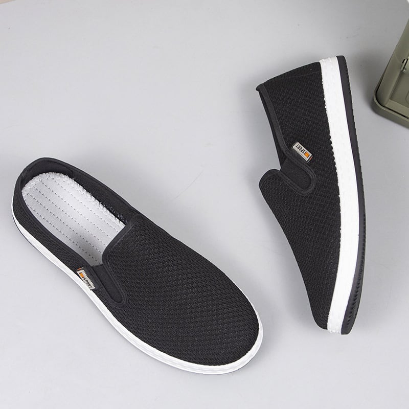 Pantofi bărbați din material textil, stil Beijing, fără șireturi, suprafață din plasă, pentru primăvară-vară-toamnă