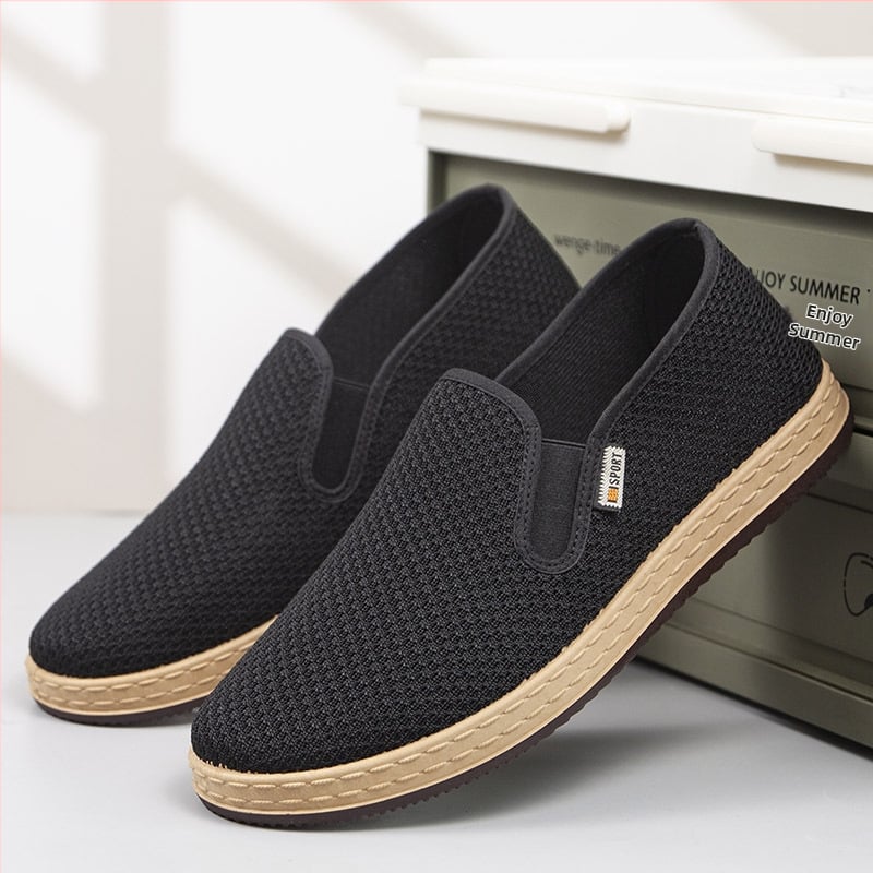 Pantofi bărbați din material textil, stil Beijing, fără șireturi, suprafață din plasă, pentru primăvară-vară-toamnă