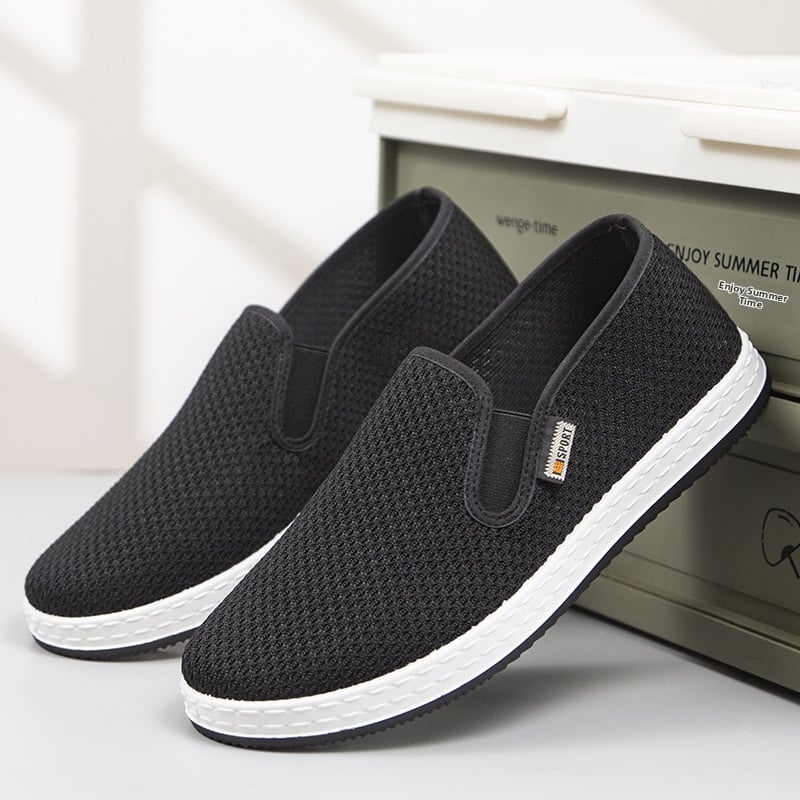 Pantofi bărbați din material textil, stil Beijing, fără șireturi, suprafață din plasă, pentru primăvară-vară-toamnă