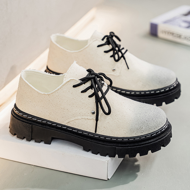 Pantofi casual pentru bărbați din denim, cu creștere în înălime de 3–5 cm, primăvară, stil britanic, pantofi de lucru