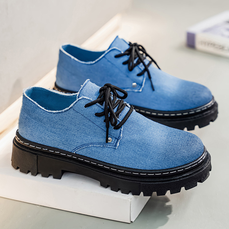 Pantofi casual pentru bărbați din denim, cu creștere în înălime de 3–5 cm, primăvară, stil britanic, pantofi de lucru
