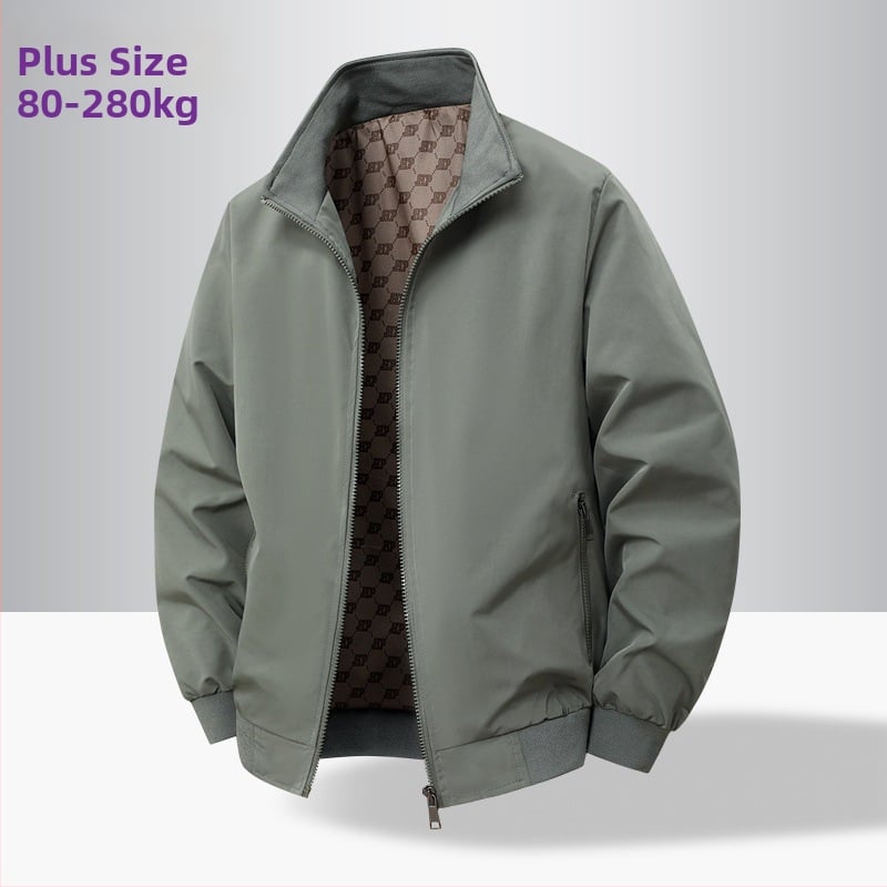 8XL méretű férfi dzseki tavasz- és őszre, álló gallérral, lazán szabott, zipzárral, több zsebbel, koreai stílus