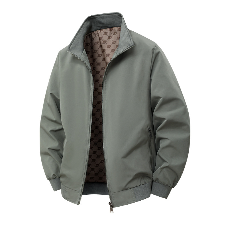 8XL méretű férfi dzseki tavasz- és őszre, álló gallérral, lazán szabott, zipzárral, több zsebbel, koreai stílus
