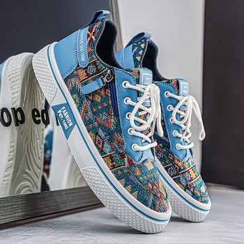 Adidași de vară din canvas pentru bărbați, design imprimat, ușori, confortabili, pentru casual sport