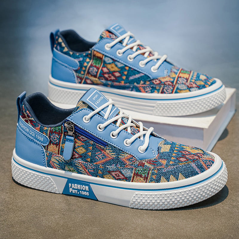 Adidași de vară din canvas pentru bărbați, design imprimat, ușori, confortabili, pentru casual sport
