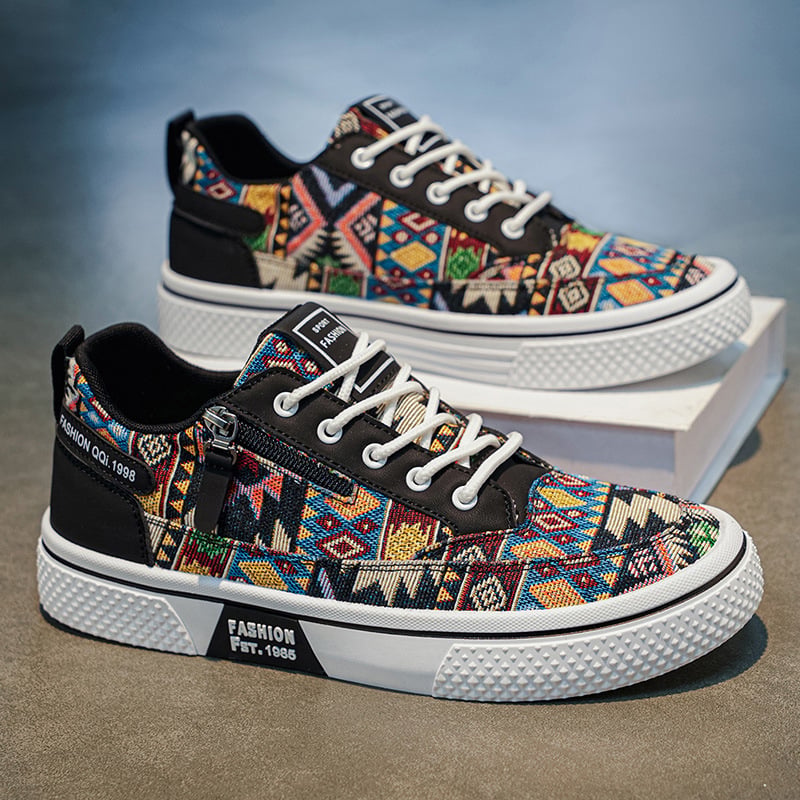 Adidași de vară din canvas pentru bărbați, design imprimat, ușori, confortabili, pentru casual sport