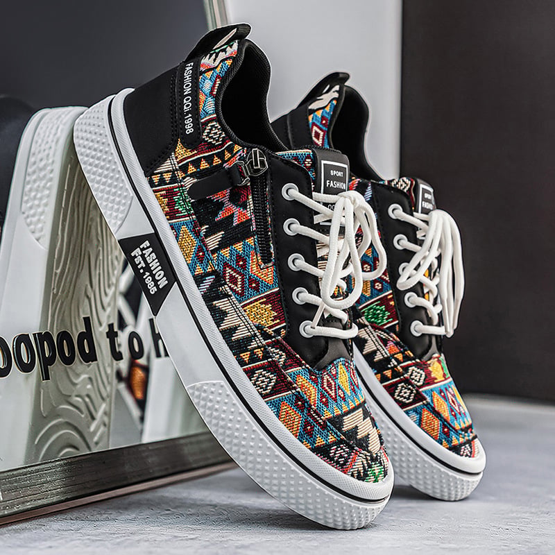 Adidași de vară din canvas pentru bărbați, design imprimat, ușori, confortabili, pentru casual sport