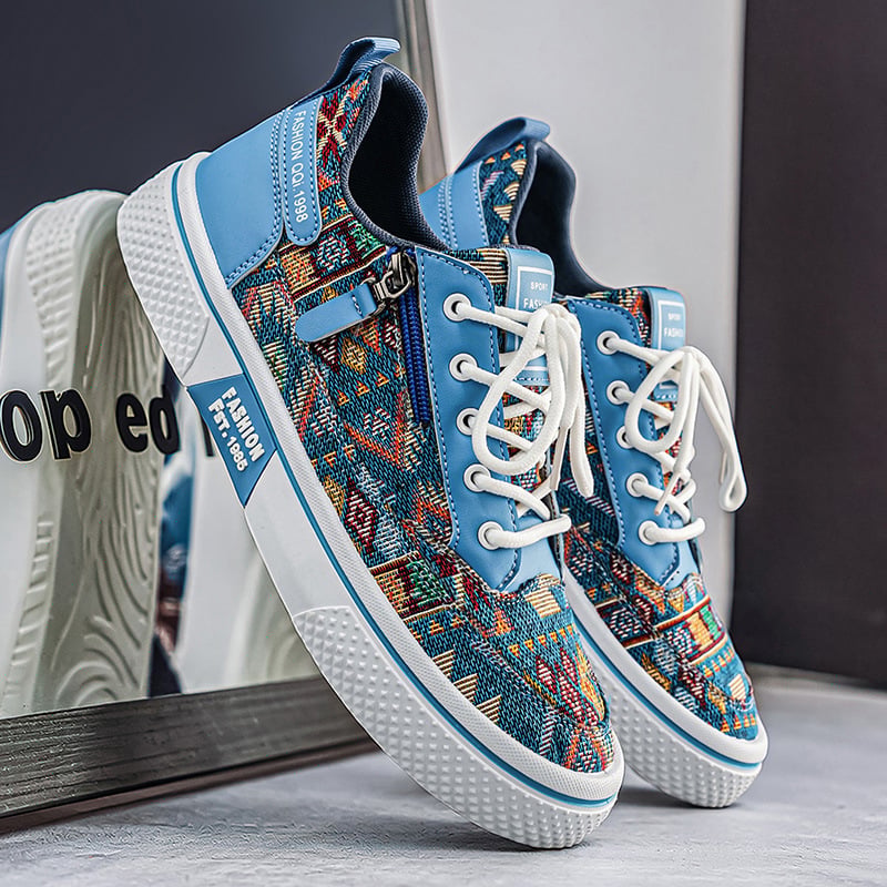 Adidași de vară din canvas pentru bărbați, design imprimat, ușori, confortabili, pentru casual sport