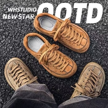 Férfiaknak tervezett velúr bőrből készült retro sneaker, mindennapi viselet, lace-up, alacsony szárú