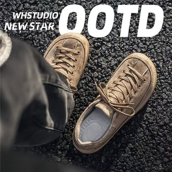 Férfiaknak tervezett velúr bőrből készült retro sneaker, mindennapi viselet, lace-up, alacsony szárú