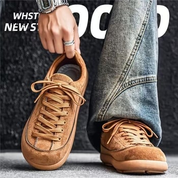 Férfiaknak tervezett velúr bőrből készült retro sneaker, mindennapi viselet, lace-up, alacsony szárú
