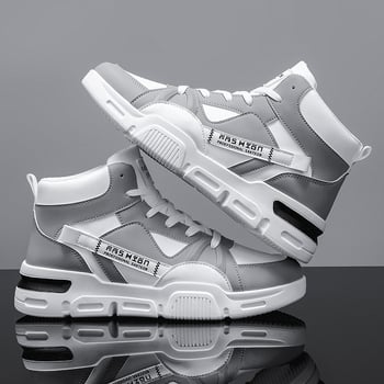 Pantofi sport casual bărbați, cu blocuri de culoare, înălțime medie, confortabili și respirabili