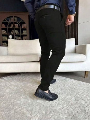 Pantaloni pentru bărbați business casual, croială dreaptă, culoare solidă, lungi pentru birou.