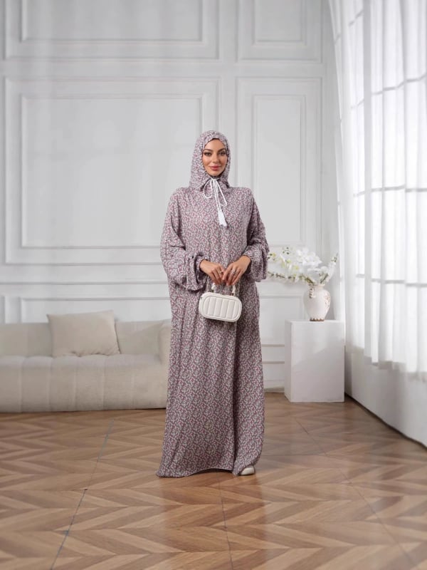 Női nyomtatott kapucnis maxi ruha, laza szabás, plusz méret, hosszú ujjak, mindennapi elegancia