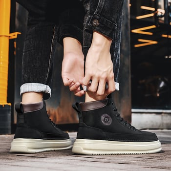 Férfi téli magas szárú sneakers, vastag talppal, belül plüss, meleg kültéri használatra