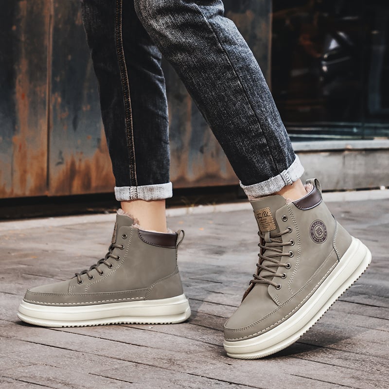 Férfi téli magas szárú sneakers, vastag talppal, belül plüss, meleg kültéri használatra