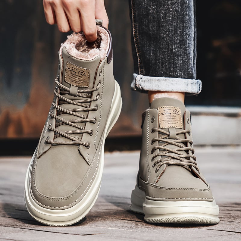 Férfi téli magas szárú sneakers, vastag talppal, belül plüss, meleg kültéri használatra