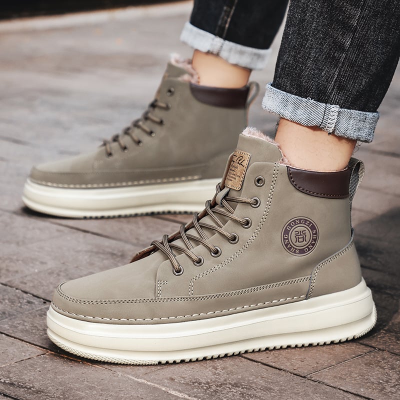 Férfi téli magas szárú sneakers, vastag talppal, belül plüss, meleg kültéri használatra