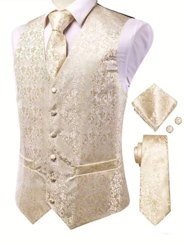 Férfi Paisley mintás Slim-fit mellény és nyakkendő készlet