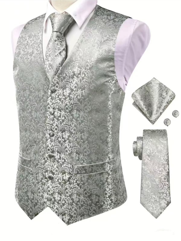 Férfi Paisley mintás Slim-fit mellény és nyakkendő készlet