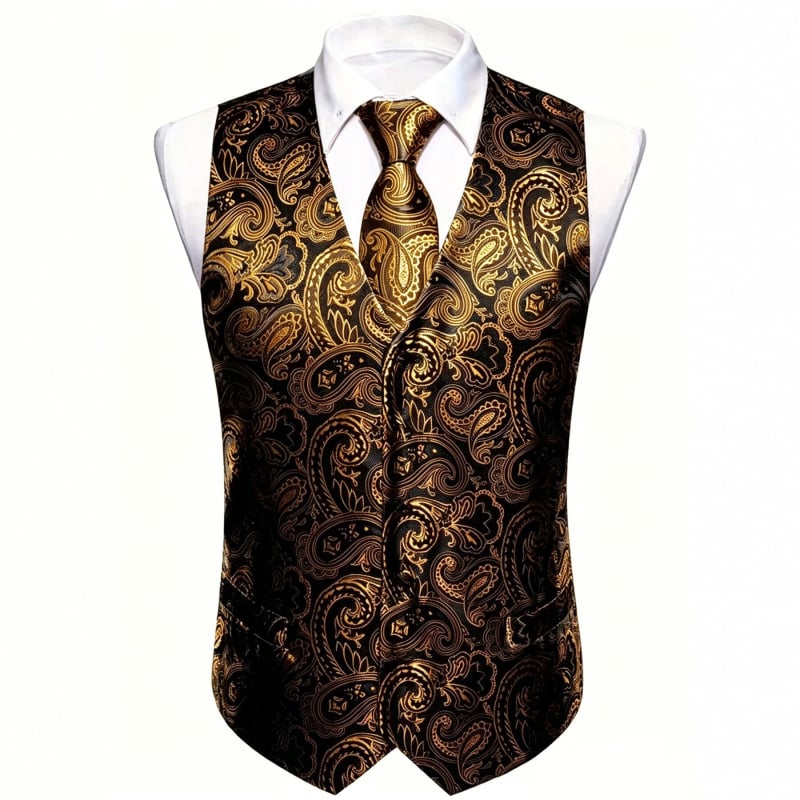 Férfi Paisley mintás Slim-fit mellény és nyakkendő készlet