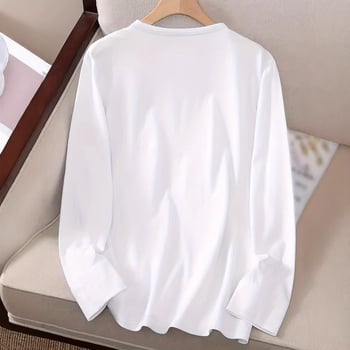 Női laza szabású hosszú ujjú T-shirt 3D nyomtatott mintával, kerek nyakú, hétköznapi elegáns stílus