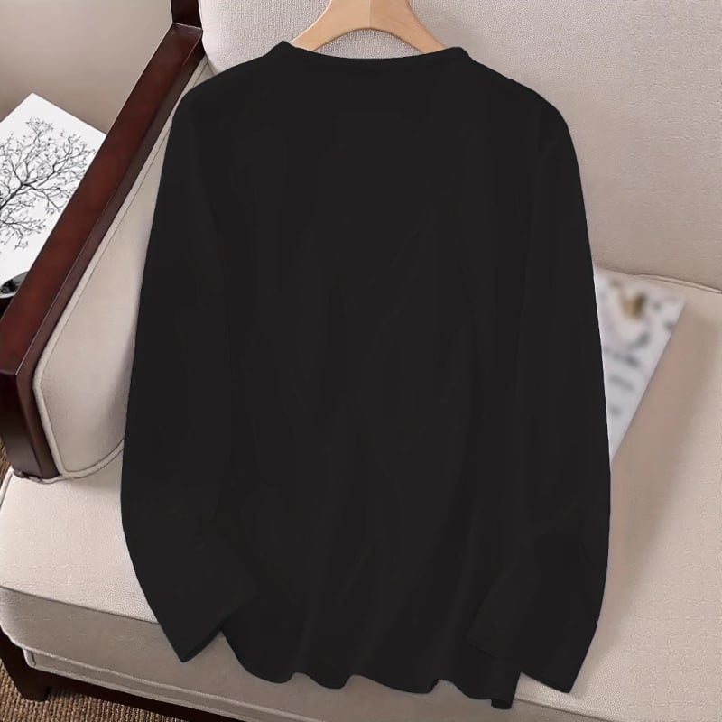 Női laza szabású hosszú ujjú T-shirt 3D nyomtatott mintával, kerek nyakú, hétköznapi elegáns stílus