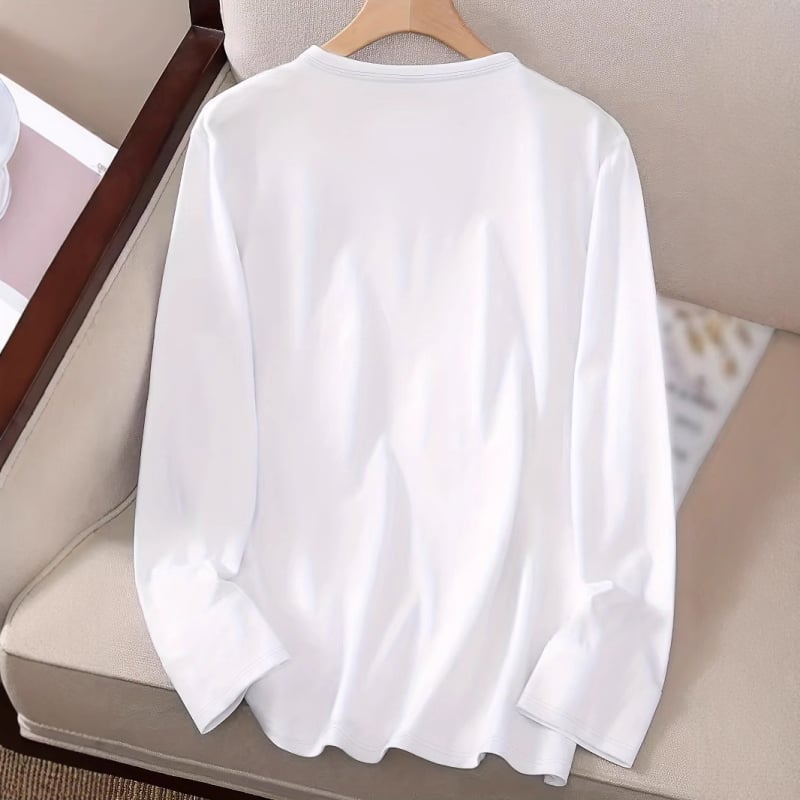 Női laza szabású hosszú ujjú T-shirt 3D nyomtatott mintával, kerek nyakú, hétköznapi elegáns stílus