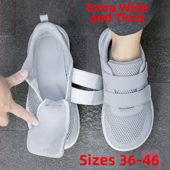 Pantofi sport din plasă, unisex, pentru persoane în vârstă, cu bot lat, talpă moale, închidere Velcro