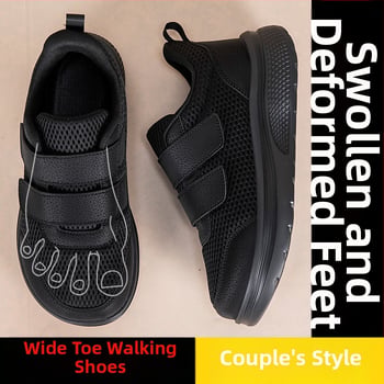Pantofi sport din plasă, unisex, pentru persoane în vârstă, cu bot lat, talpă moale, închidere Velcro
