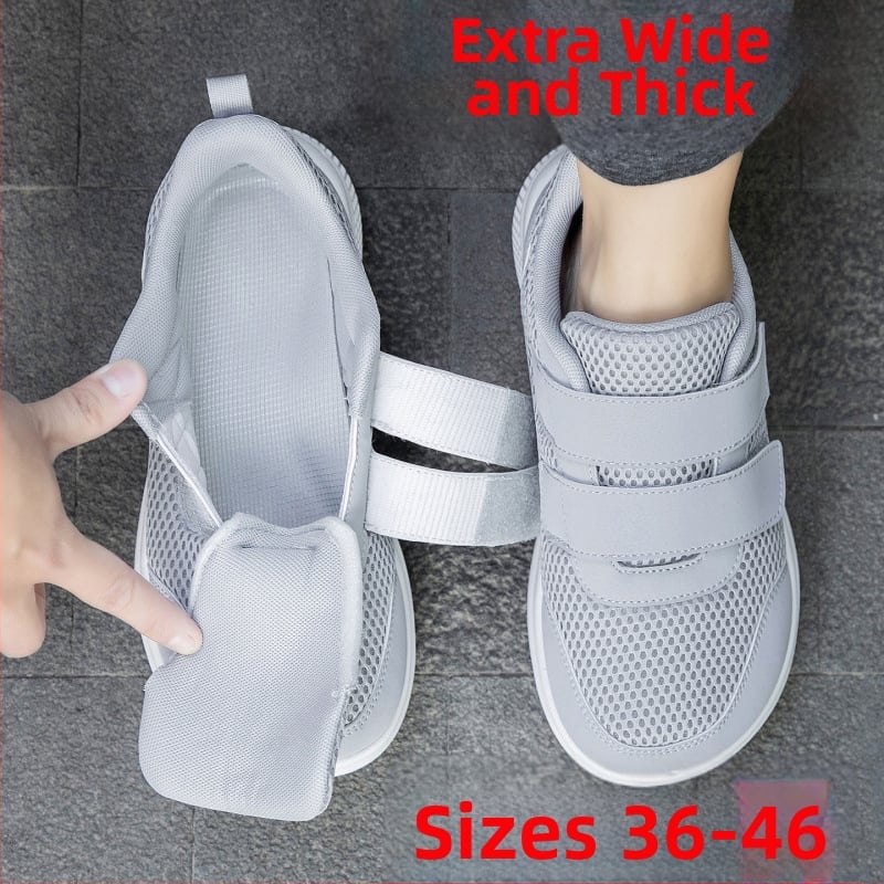 Pantofi sport din plasă, unisex, pentru persoane în vârstă, cu bot lat, talpă moale, închidere Velcro