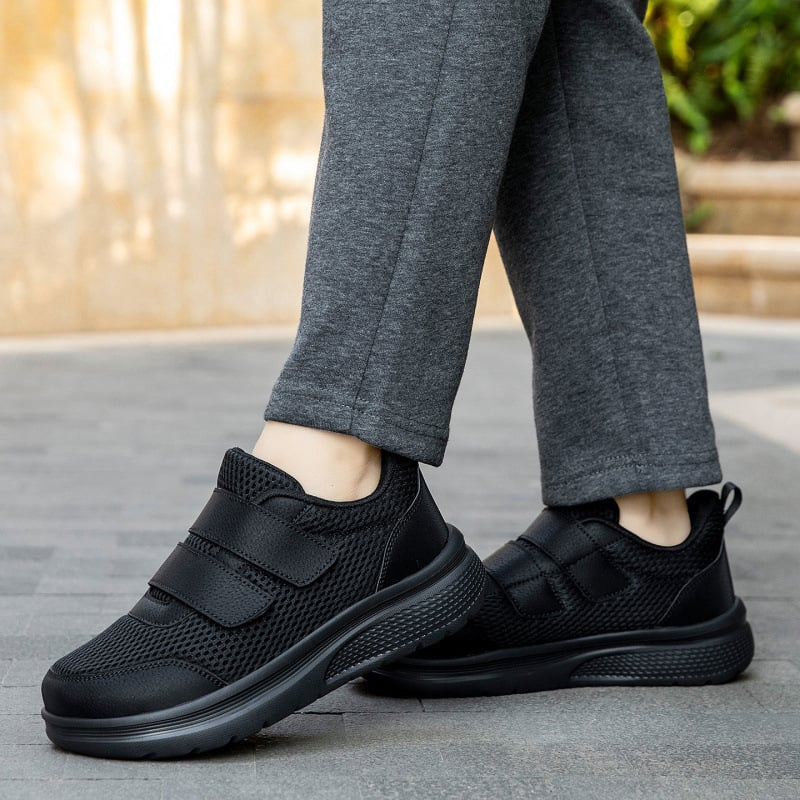 Pantofi sport din plasă, unisex, pentru persoane în vârstă, cu bot lat, talpă moale, închidere Velcro