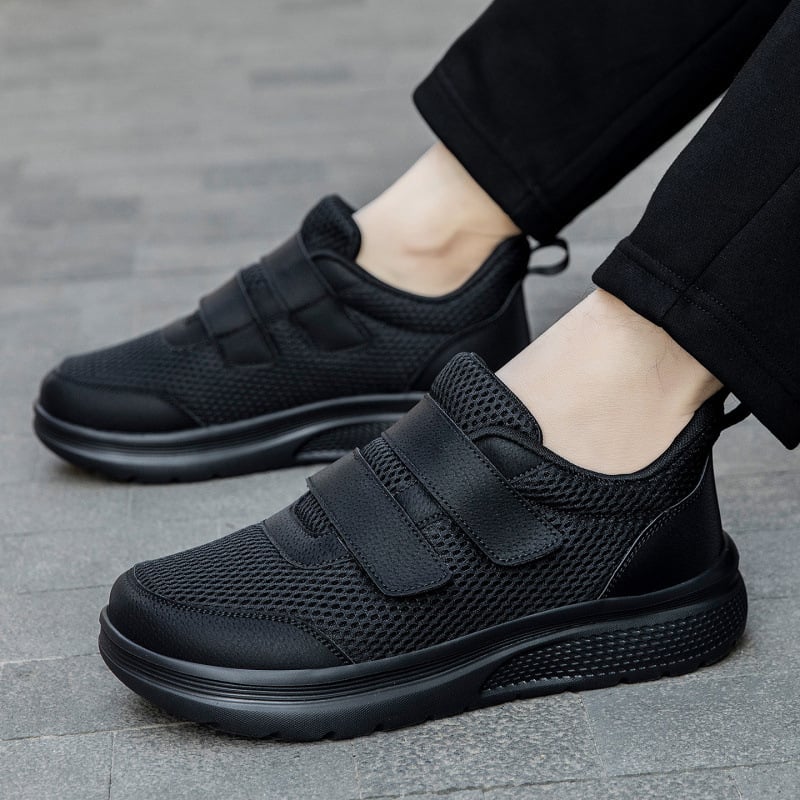 Pantofi sport din plasă, unisex, pentru persoane în vârstă, cu bot lat, talpă moale, închidere Velcro