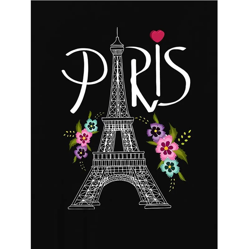Női kapucnis pulóver Párizs Eiffel-tornya mintás virágos grafika