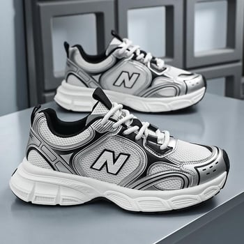 Pantofi sport bărbați tip dad shoes, din plasă respirabilă, talpă groasă pentru creșterea înălțimii, casual