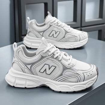 Pantofi sport bărbați tip dad shoes, din plasă respirabilă, talpă groasă pentru creșterea înălțimii, casual