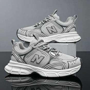 Pantofi sport bărbați tip dad shoes, din plasă respirabilă, talpă groasă pentru creșterea înălțimii, casual