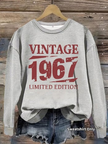 Női retro 1967 hosszú ujjú pulóver kerek nyakkal – limitált kiadás, európai és amerikai divat