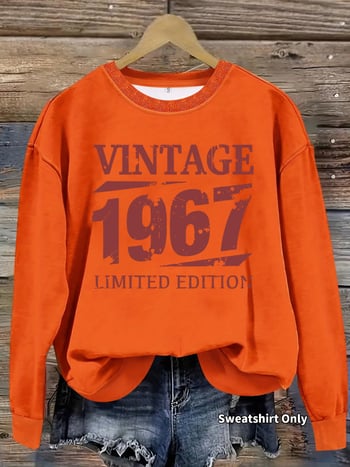 Női retro 1967 hosszú ujjú pulóver kerek nyakkal – limitált kiadás, európai és amerikai divat