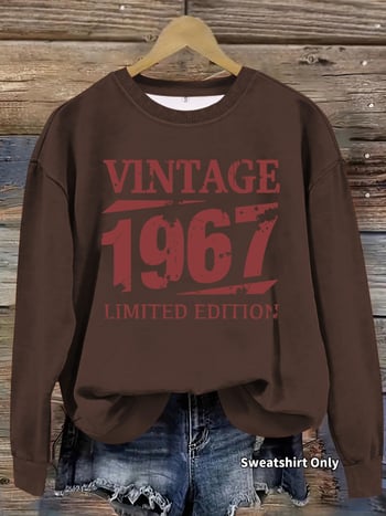 Női retro 1967 hosszú ujjú pulóver kerek nyakkal – limitált kiadás, európai és amerikai divat