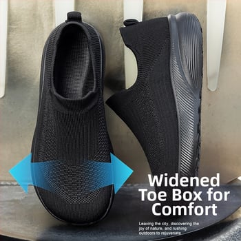 Pantofi de mers pentru bărbați, ușori, slip-on, 4E lat, pantofi tip șosetă