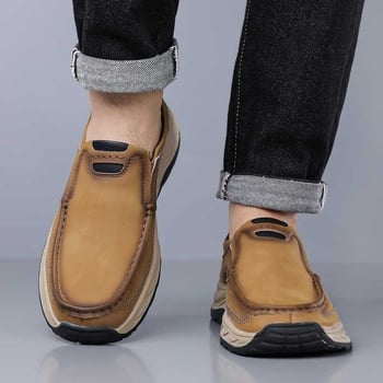 Pantofi bărbătești din piele, slip-on, fără șireturi, talpă groasă, antiderapante și durabile, pentru primăvară și toamnă, purtare în aer liber