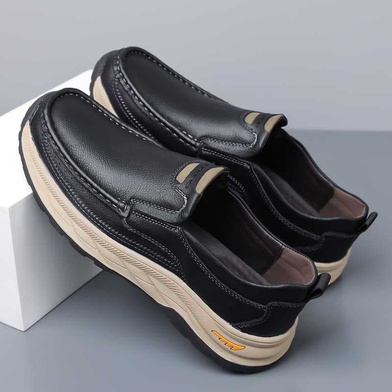 Pantofi bărbătești din piele, slip-on, fără șireturi, talpă groasă, antiderapante și durabile, pentru primăvară și toamnă, purtare în aer liber