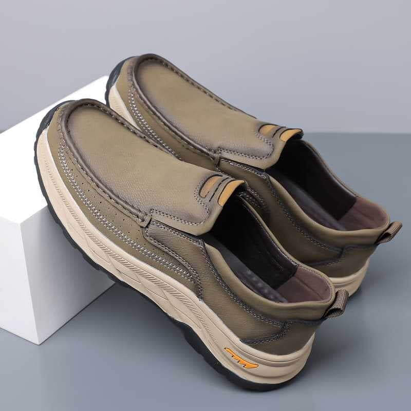 Pantofi bărbătești din piele, slip-on, fără șireturi, talpă groasă, antiderapante și durabile, pentru primăvară și toamnă, purtare în aer liber