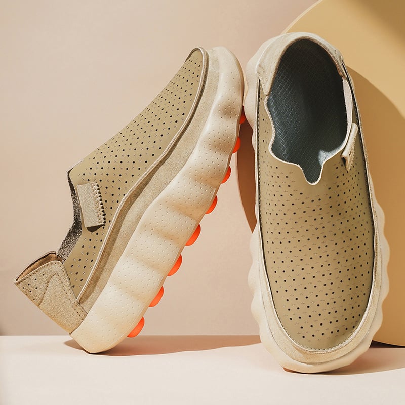 Loaferi casual pentru bărbați, slip-on, vară, respirabili, talpă moale, piele pe exterior