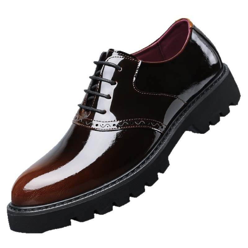 Pantofi bărbați din piele, eleganți, în stil britanic, lucioși, versatili pentru purtare zilnică