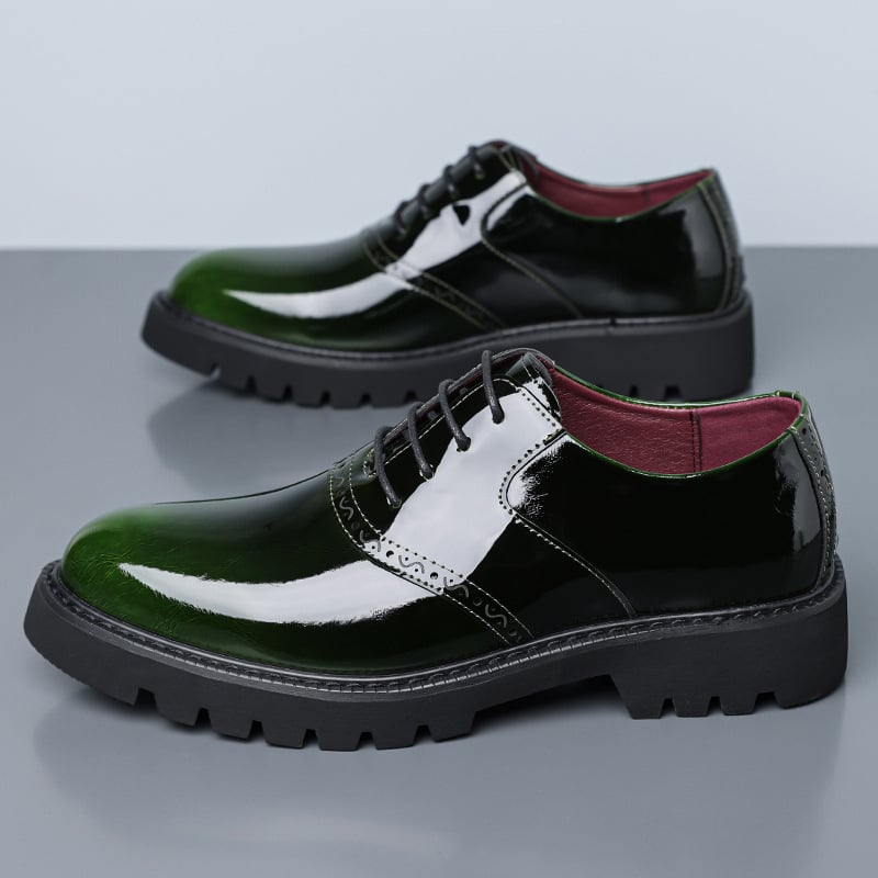Pantofi bărbați din piele, eleganți, în stil britanic, lucioși, versatili pentru purtare zilnică