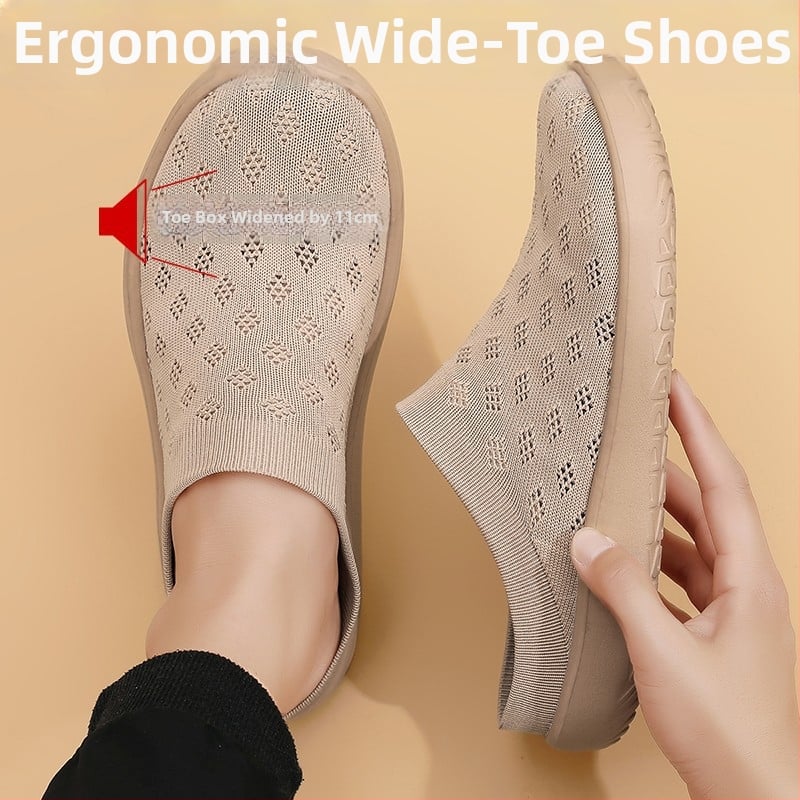 Flyknit rugalmas széles orrú slip-on cipő férfiak és nők számára, nyári légáteresztő hálós felsőrésszel, kényelmes mindennapi viselet, széles méret